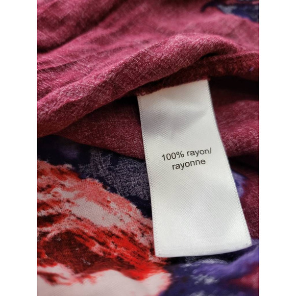 Maurices Womens Blouse Red Multicolor Floral Tie Strap Drape Neck Rayon Tank 2X - Picture 6 of 6